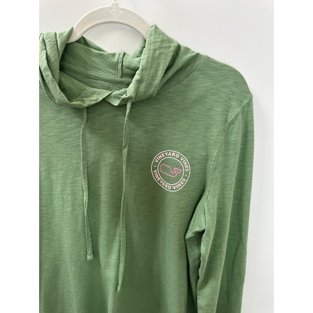 NEW Vineyard Vines Green Slub Whale Dot Curved Hem Hoodie Tee Medium Cotton Top - Picture 6 of 16